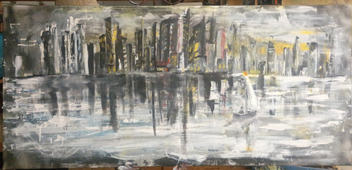 City Reflections – Original Abstract Cityscape Painting